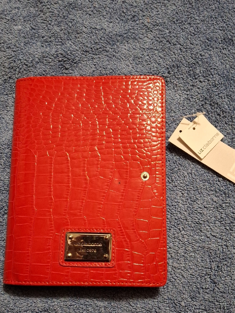 Liz Claiborne Red Croc-Embossed Journal with Gold Plate